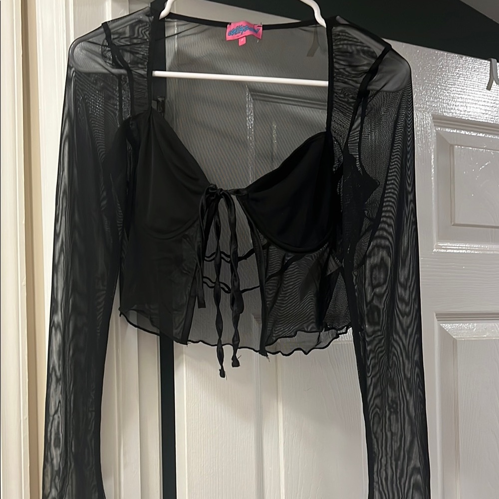 Edikted Black Sheer Mesh Top